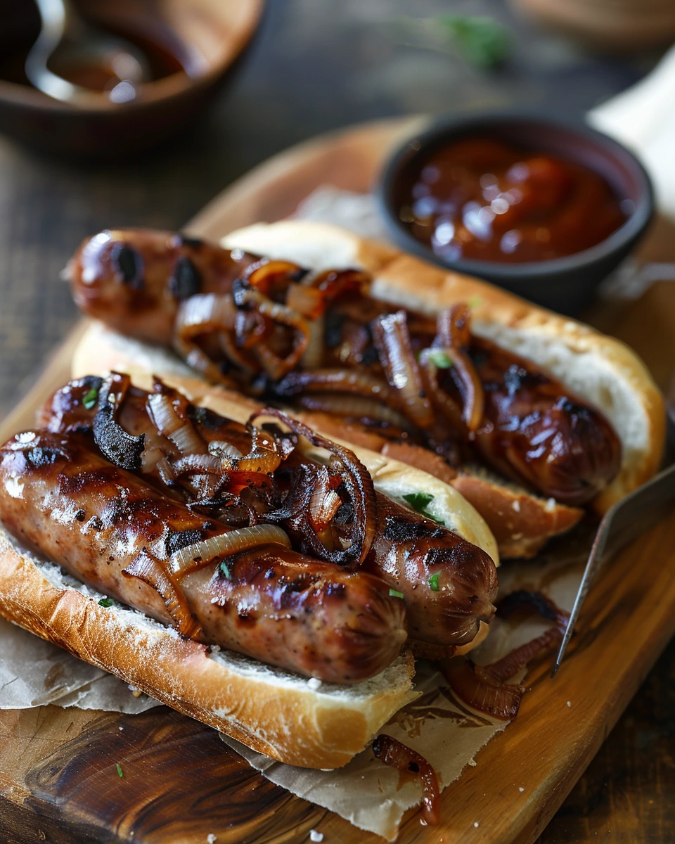 Barbecue Snags with Onions