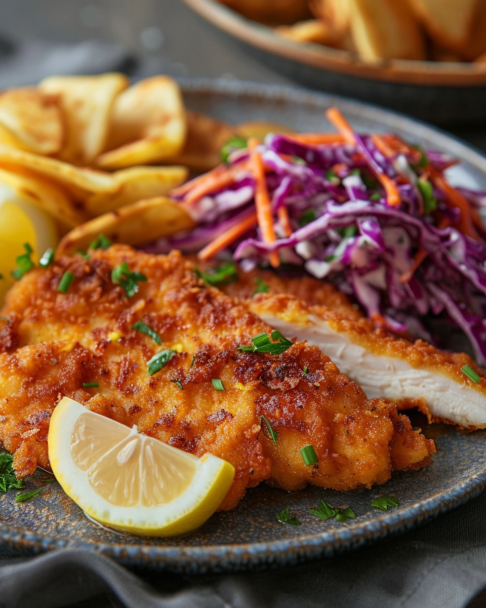 Chicken Schnitzel with Slaw