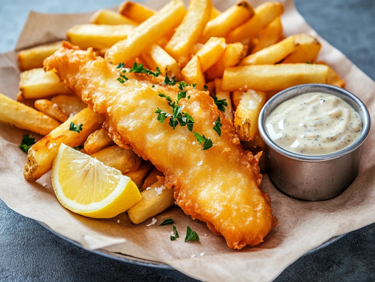 Fish and Chips with Tartare Sauce