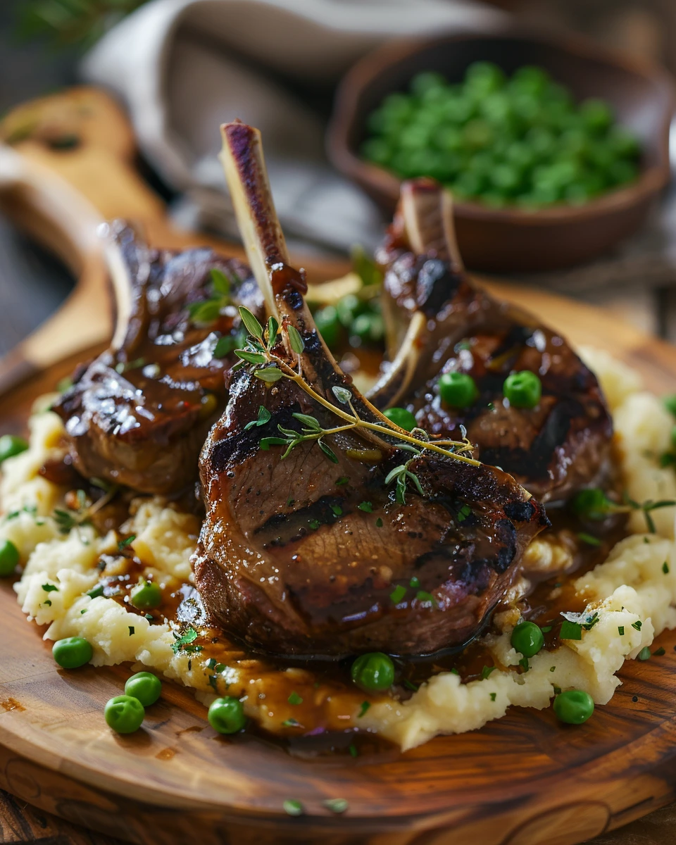Lamb Chops with Peas and Mash