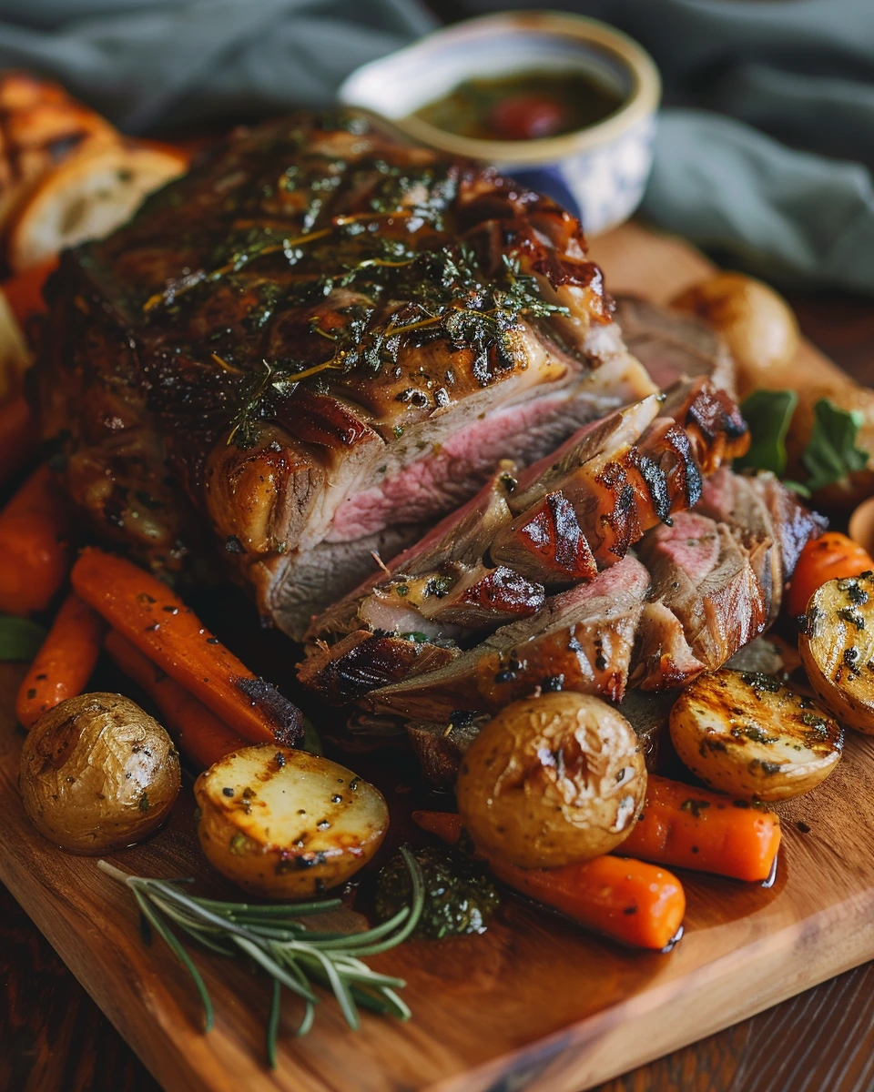 Roast Lamb with Rosemary and Mint Sauce
