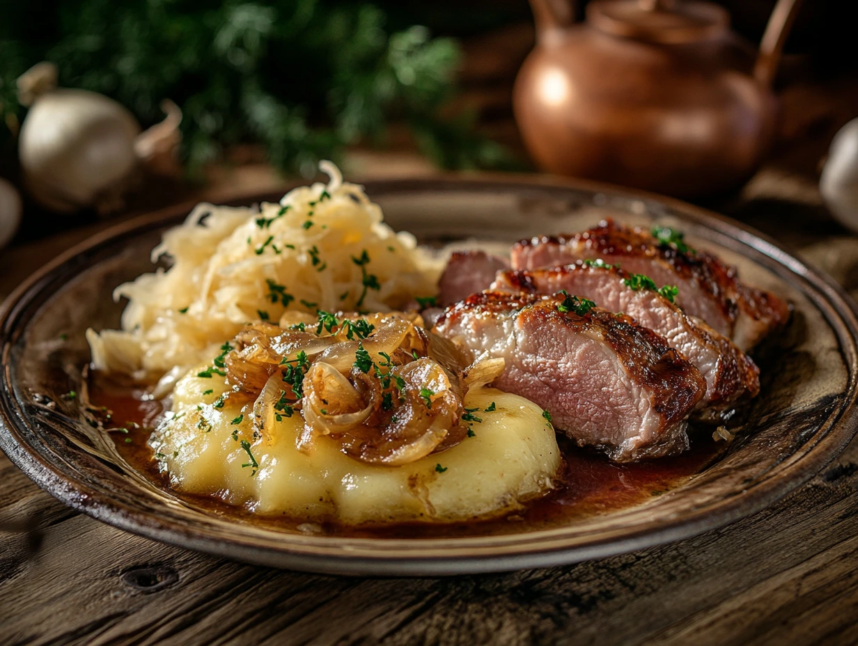 Bramborove Knedliky with Smoked Meat