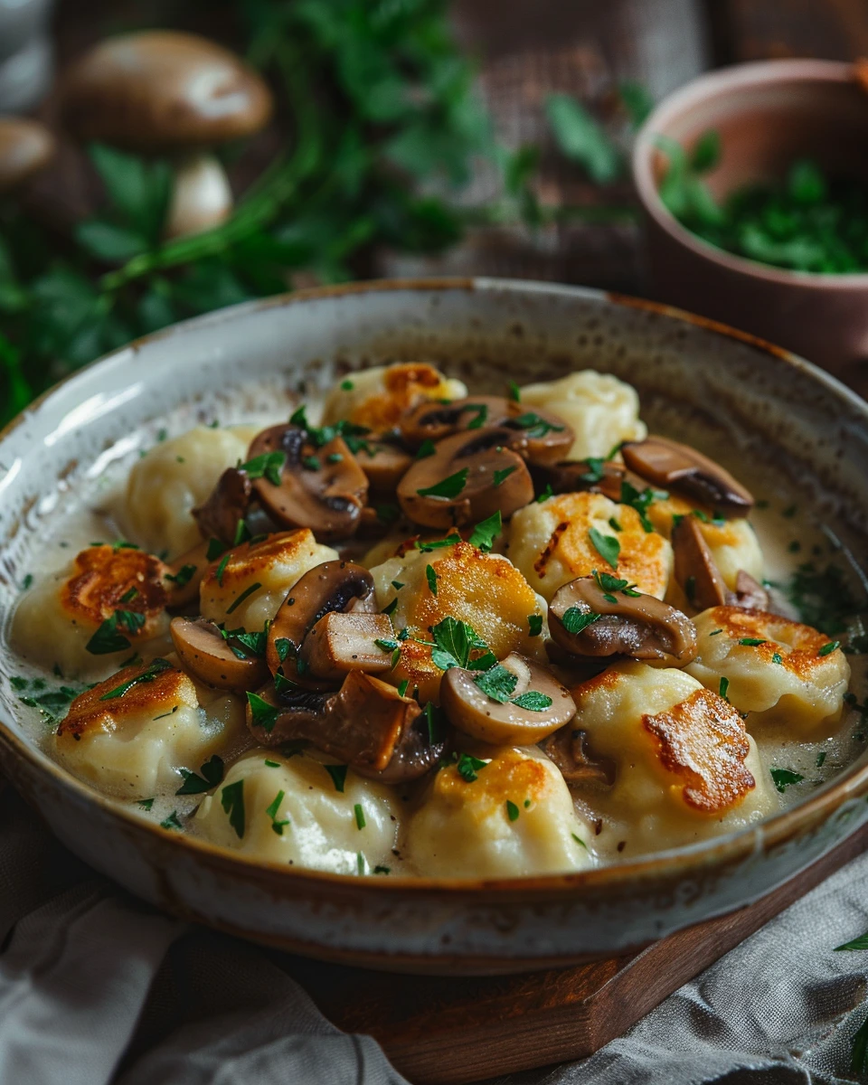 Kopytka with Mushroom Sauce