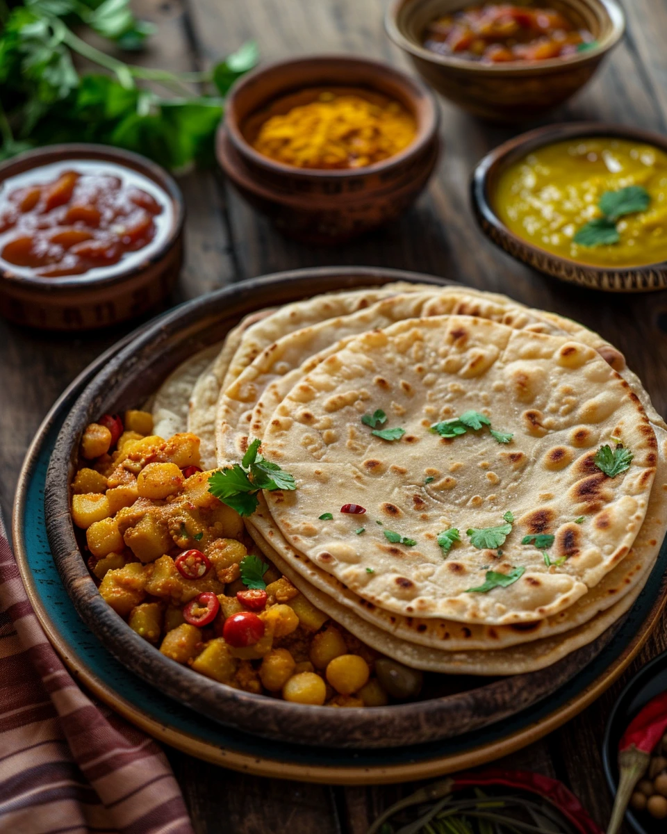 Roti with Curry Channa and Potato